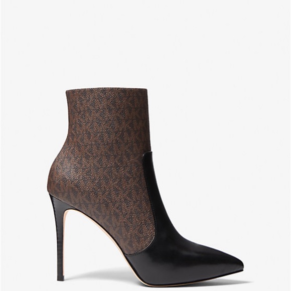 Michael Kors Black/Monogram Stiletto Ankle Booth - Picture 2 of 5